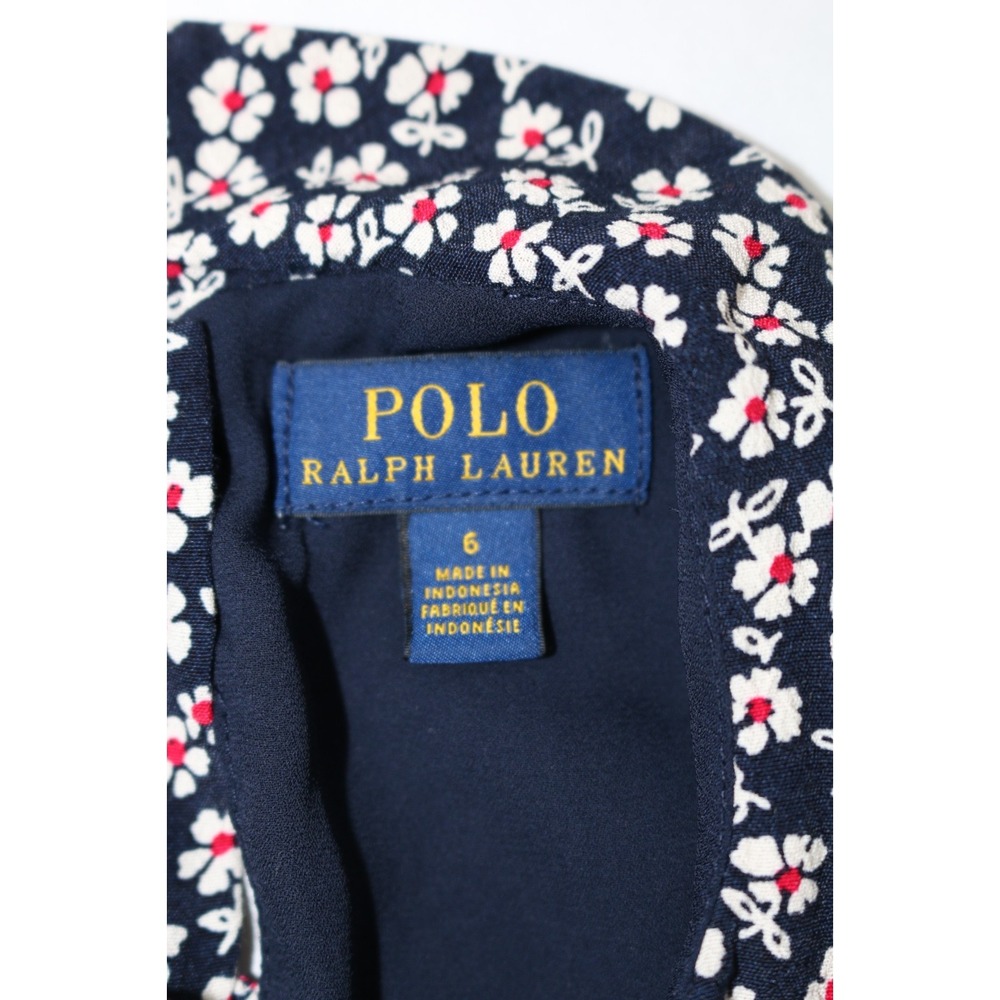 Polo Ralph Lauren Dress Girls Sz 6 Blue Floral Fit Flare Button Lined Collared - Picture 5 of 13